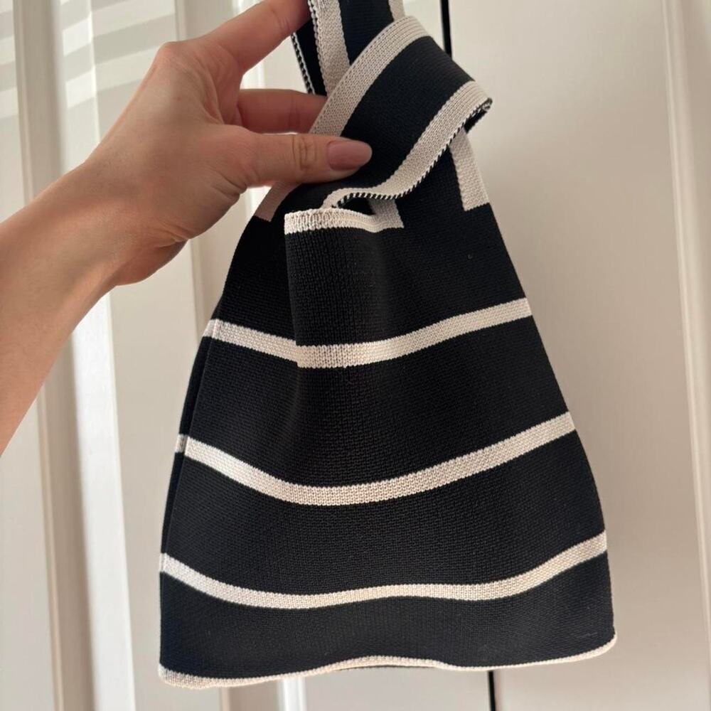 Black white striped tote - Picture 4 of 6